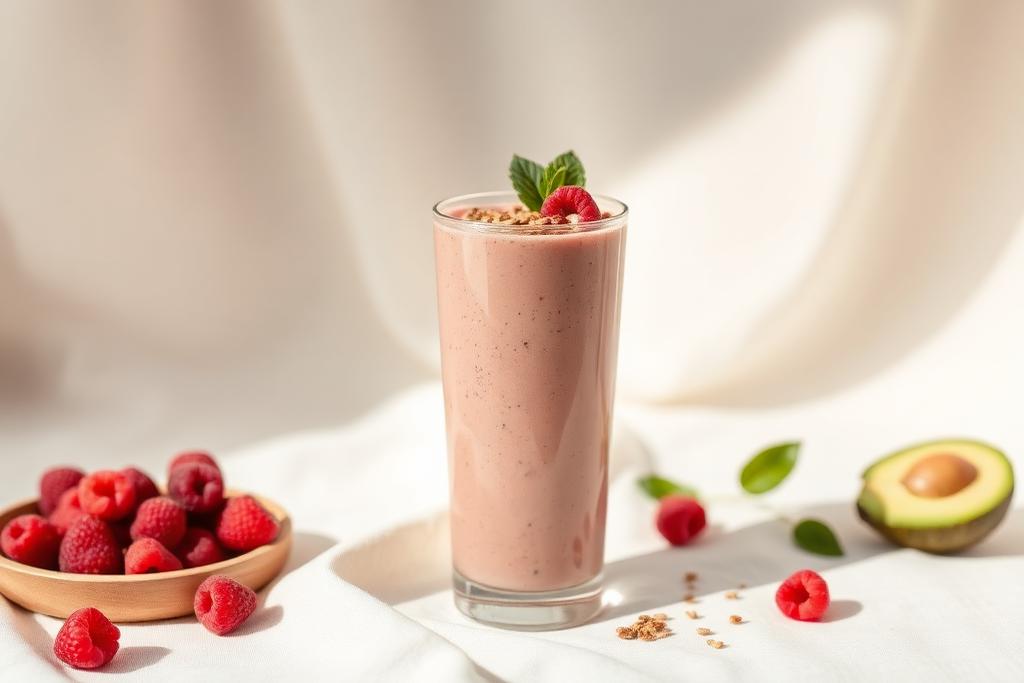 Raspberry, Avocado & Flaxseed Smoothie