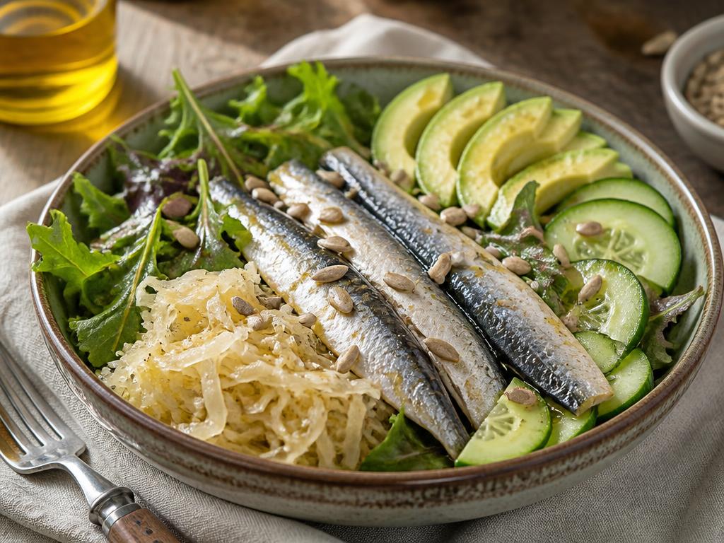 Sardine, Avocado & Sauerkraut Salad