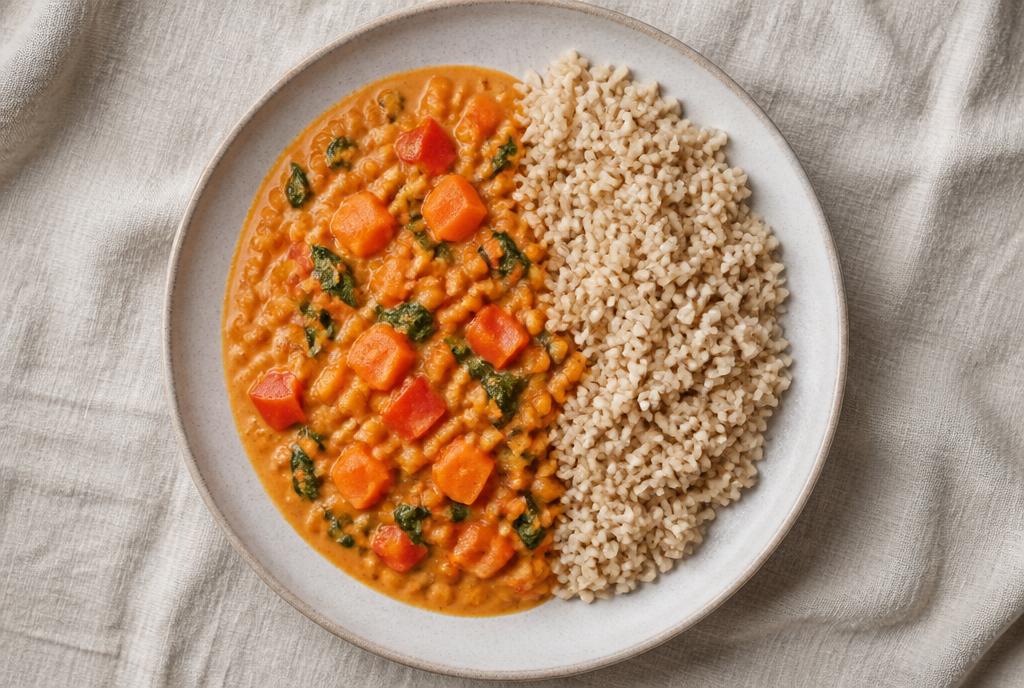 Vegetable & Red Lentil Curry with Rice
